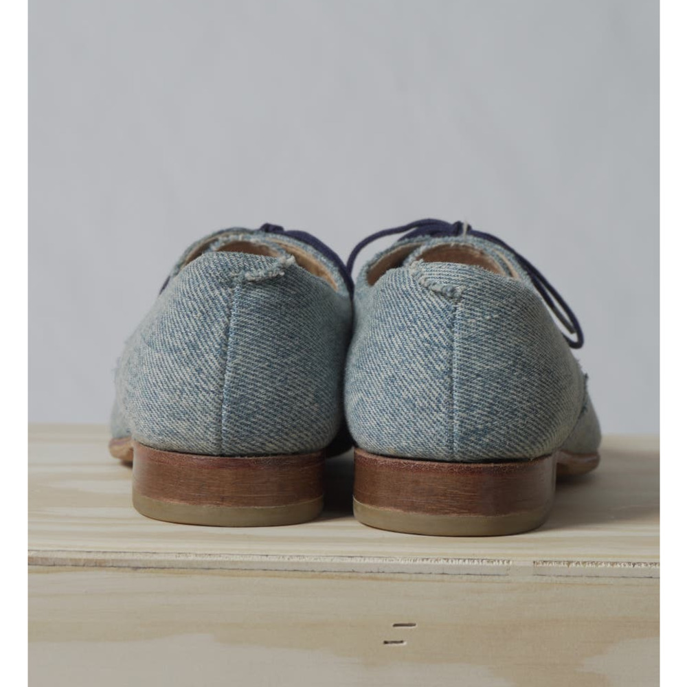 Dieppa Restrepo Italian Blue Tweed Lace up Shoes Round Toe Loafers Size 6 - Picture 7 of 9